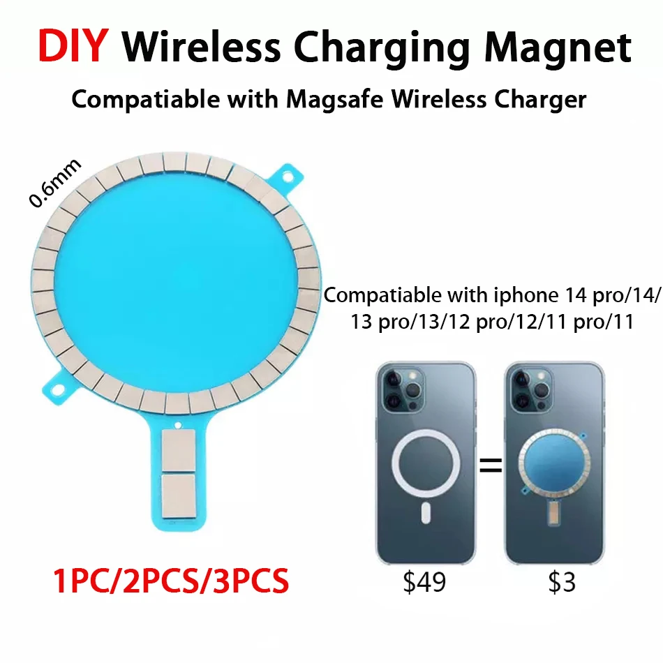 DIY Compatiable With Magsafe Mag Safe Magnetic Sticker Ring Magnet For Apple  Iphone 14 13 12 11 Pro Max Xs Xr Wireless Charger