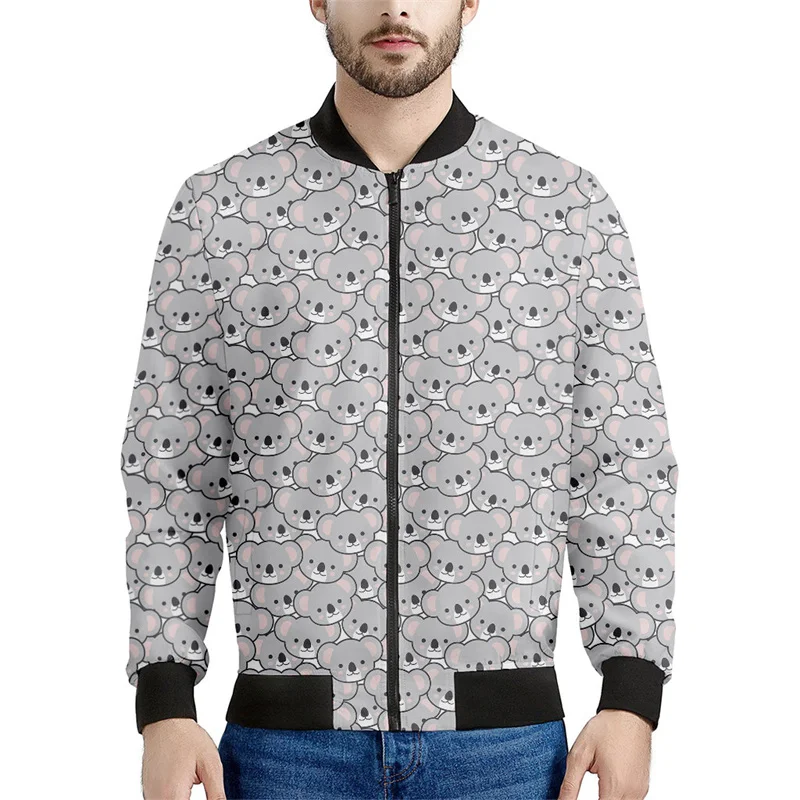 thumbnail image 1 of Chaqueta con cremallera y estampado 3D de animales de dibujos animados para hombre, chaqueta informal de calle con cremallera, sudadera estilo aviador para primavera y otoño, 1 of 5