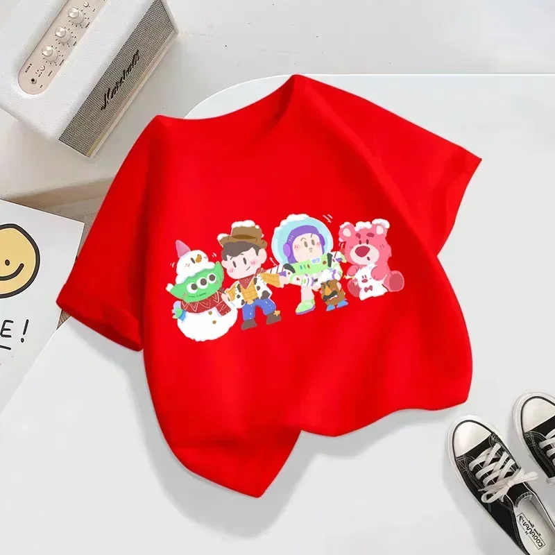 Girls' Toy Story Summer Sports T-Shirts Kids' Short Sleeved Clothing 3-14 Years Old Baby Boys' Casual Sportswear Outdoor 3
