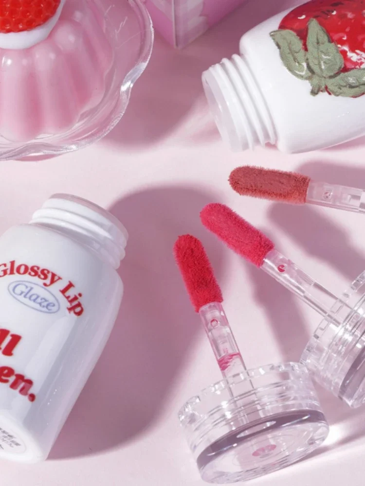 JILLLEEN Strawberry Bear Matte Mist Sliky Lip Mud Easy to Apply long-lasting Lips Makeup - 3