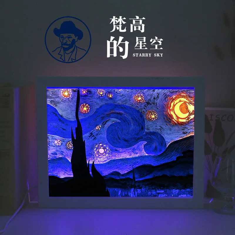 

Night Lantern Creative Gift Starry Sky Silhouette Festival Atmosphere Sleeping Friend Fairy3D Light Shadow Paper Craved Lamp