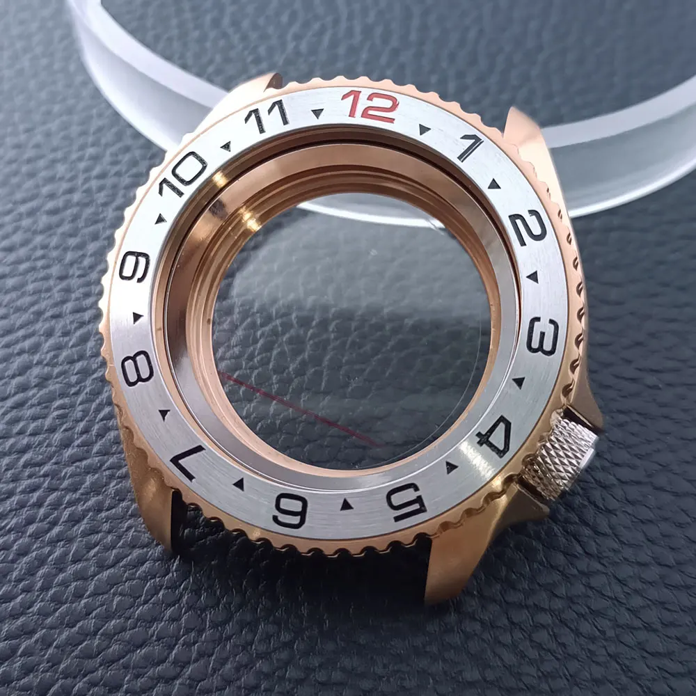 42mm Gold/Rose Gold Steel Watch Case with Sapphire Glass and 22mm Strap