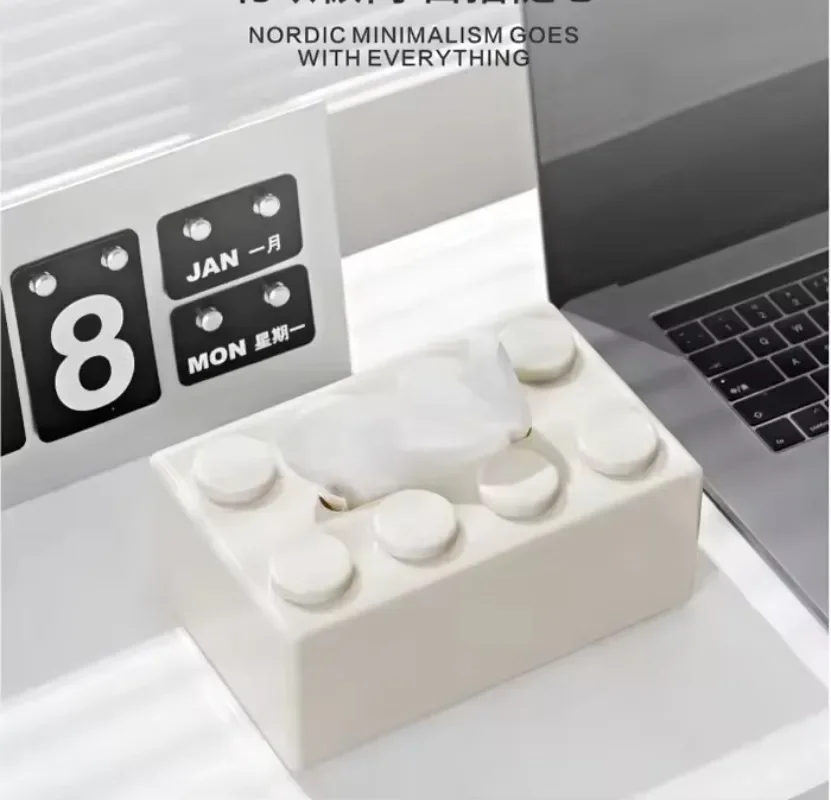 Personalized Building Block Tissue Box Wall-Mounted Punch-Free Paper Face Towel Storage Box Household Spring Paper Holder 3