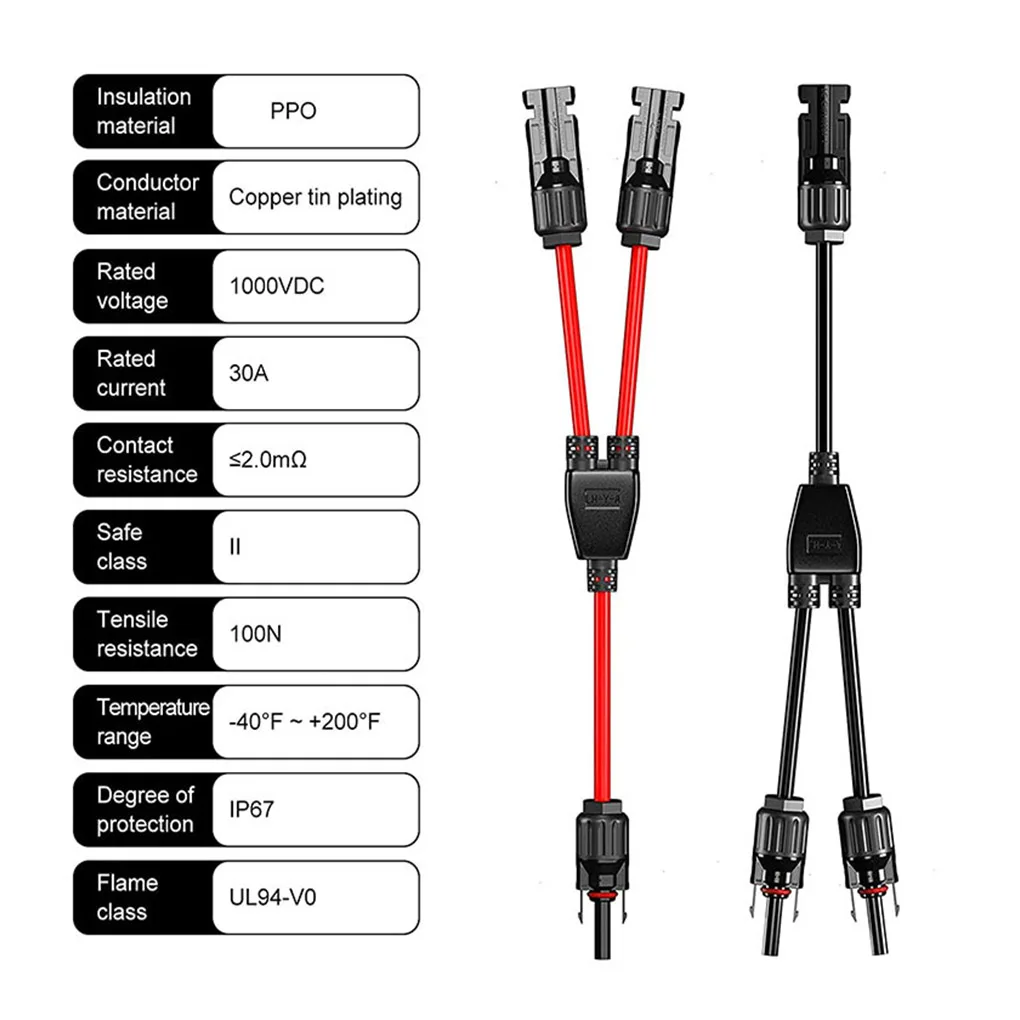 

Professional Lightweight Y-shaped 2 In 1 Parallel Connector Universal MMF/FFM Solar Branch Adapter Dustproof Socket