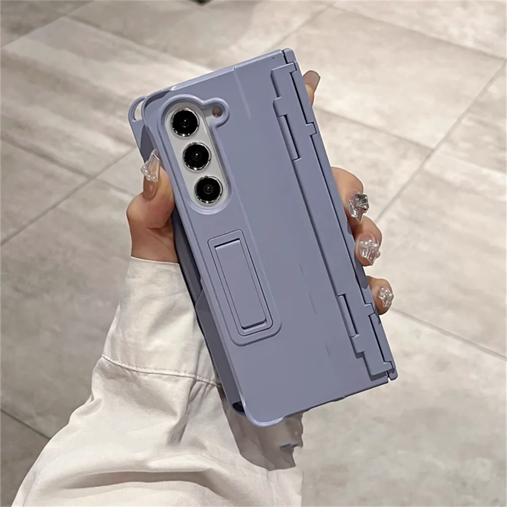 Aromr Hinge Protection With Holder Phone Case For Samsung Galaxy For Z Flip 5 Flip4 Flip3 5G With Tempered Glass Film Cover_voghion.com