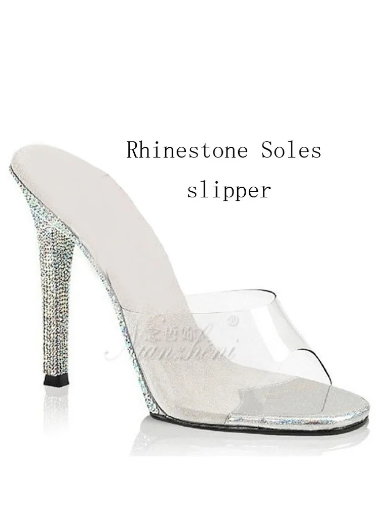 12cm high heel shoes modeling performance, bikini competition shoes, rhinestone soles stripper  fetish sandals evening 5 inches 2