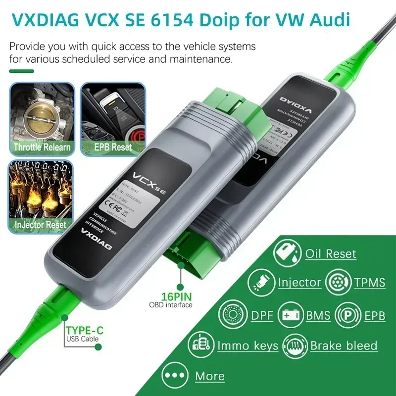 

VXDIAG VCX SE 6154 VX108 Doip for VW Audi PK VNCI 6154A NANO VW OBD2 Diagnostic Scanner ECU Coding J2534 Programming Service