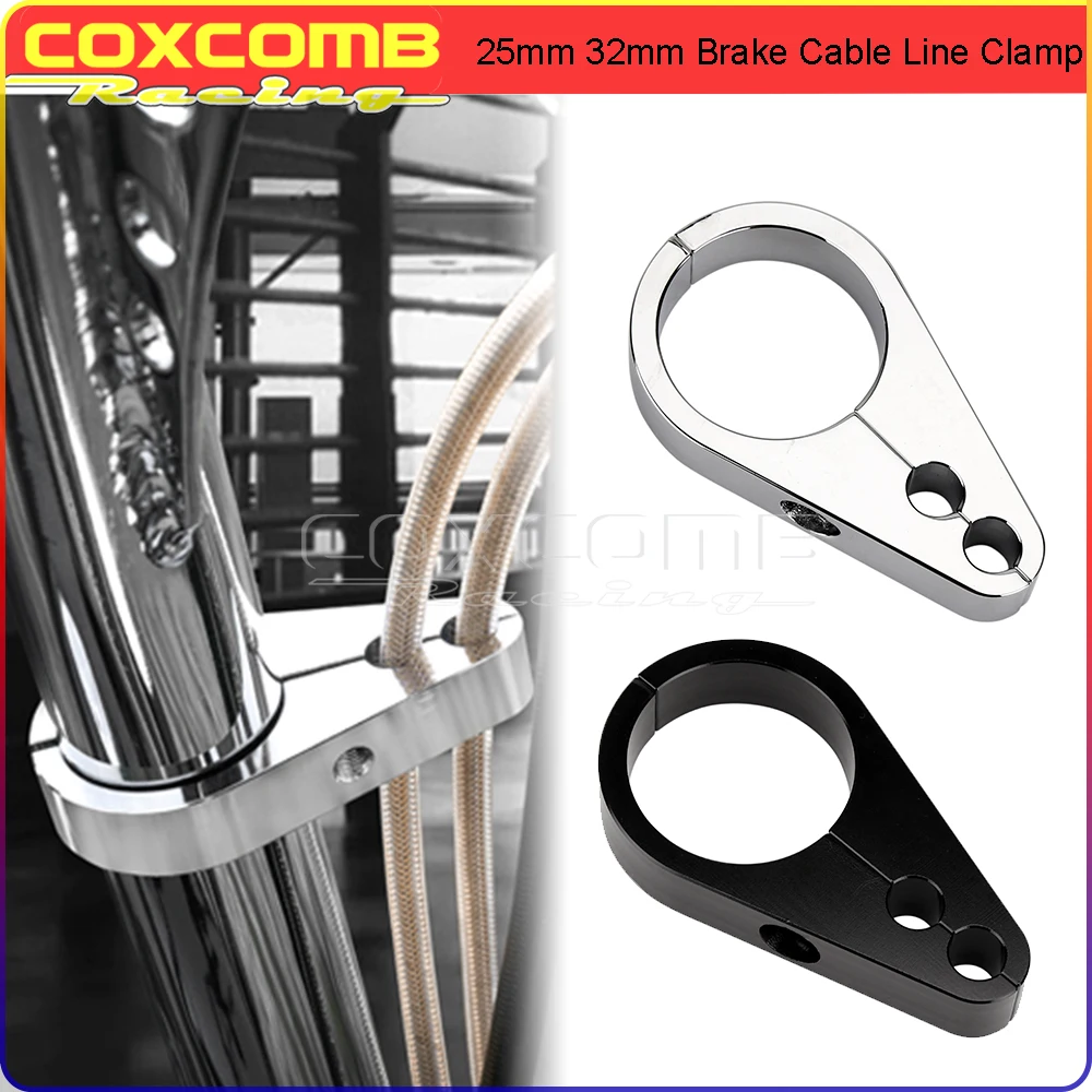 

25mm/32mm CNC Aluminum 1 1/4" Brake Cable Clamp Dual Throttle Cable Holder Frame Bar for Harley Honda Yamaha Suzuki Cafe Racer