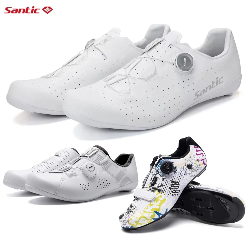 Santic Men's and Women's Lock Road Bike Shoes Outdoor Riding Cycling Shoes TPU Nylon Sole Adjustable Auto-Lock Bicycle Sneakers