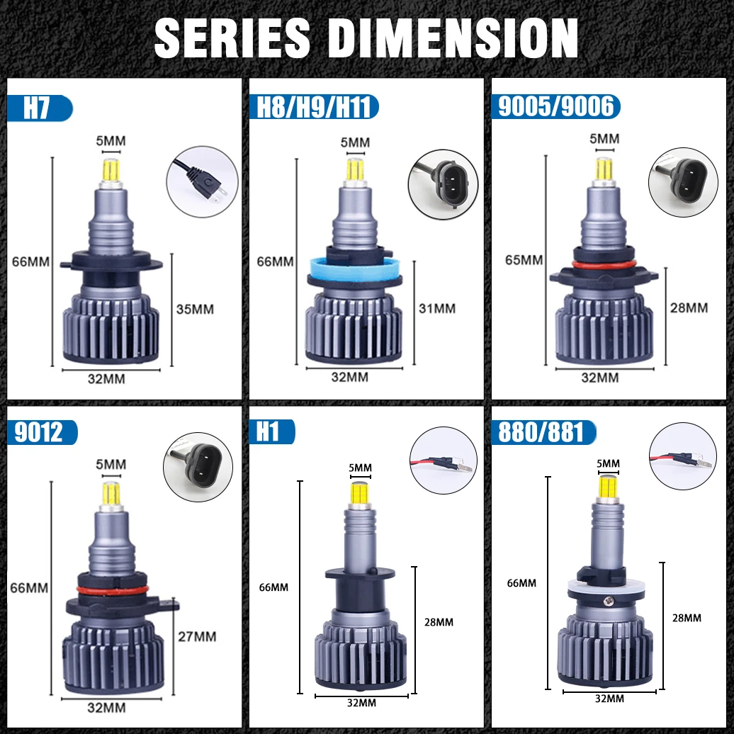H7 Led Bulb Canbus H1 H8 H11 Fog Light 9006 Hb4 9005 Hb3 9012 Hir2 Led H27 880/881 30000LM 360 Auto Lamps 6000K Mini 12V led lights led bulbs led car lights led car headlights
