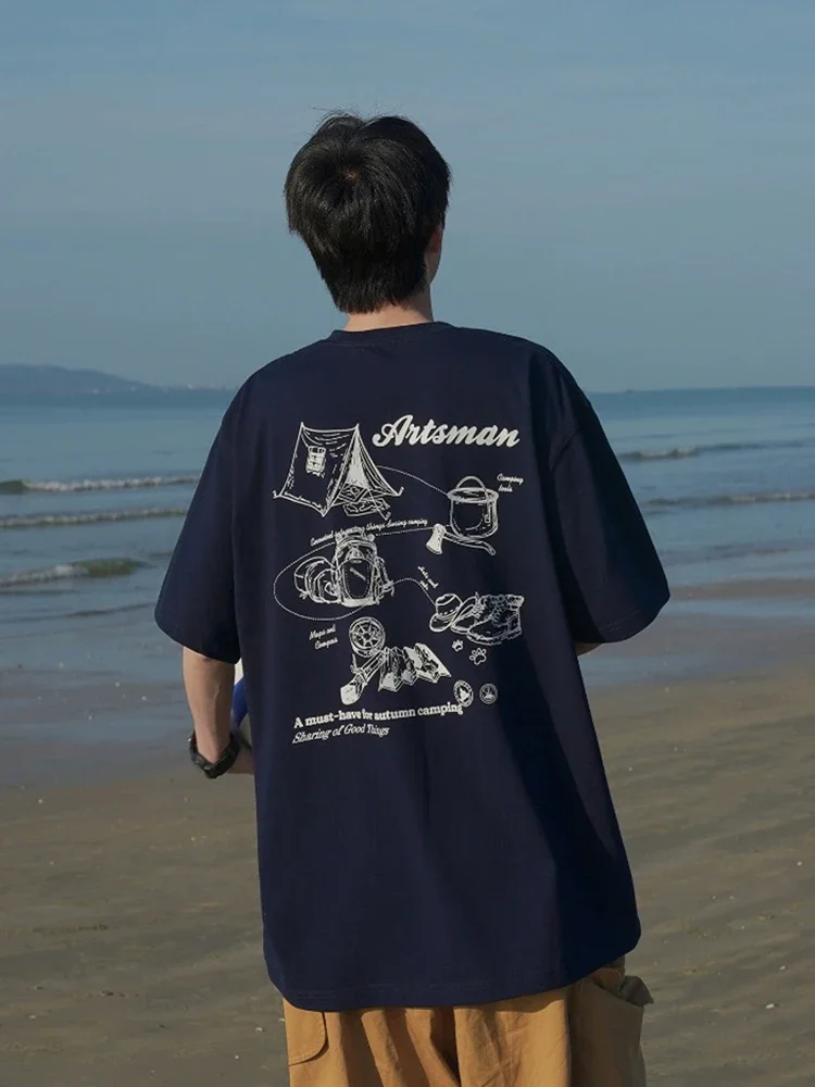 Camisetas de manga corta con estampado gráfico de verano para hombre, camiseta de algodón de gran tamaño con cuello redondo, camiseta de moda de calle, ropa Y2K