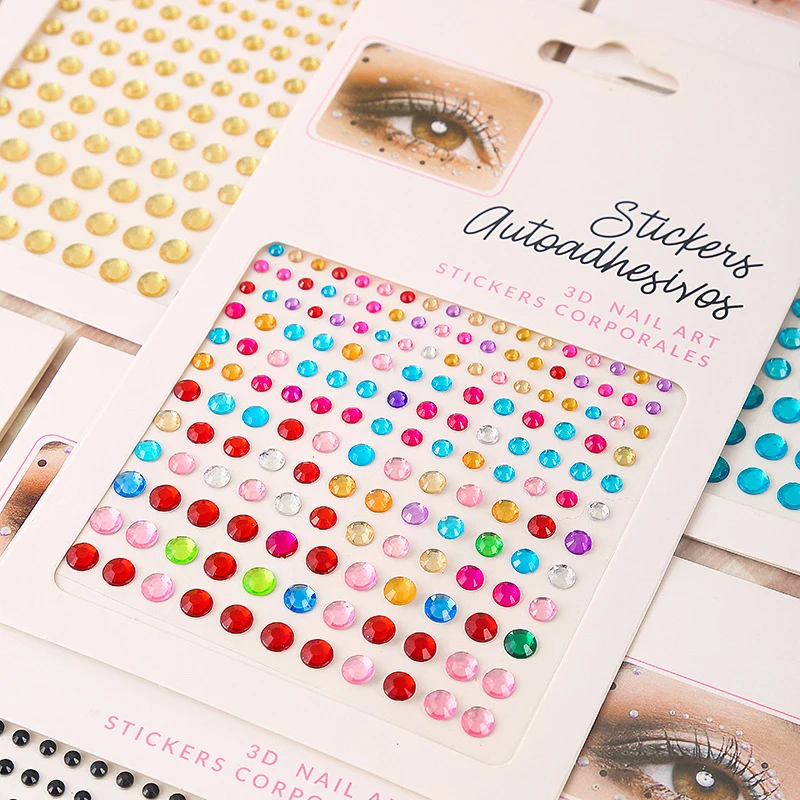 

1Sheet DIY Face Jewelry Sticker Kids Eye Makeup Rhinestone Temporary Waterproof Fake Tattoo Festival Art Girls Diamond Sticker