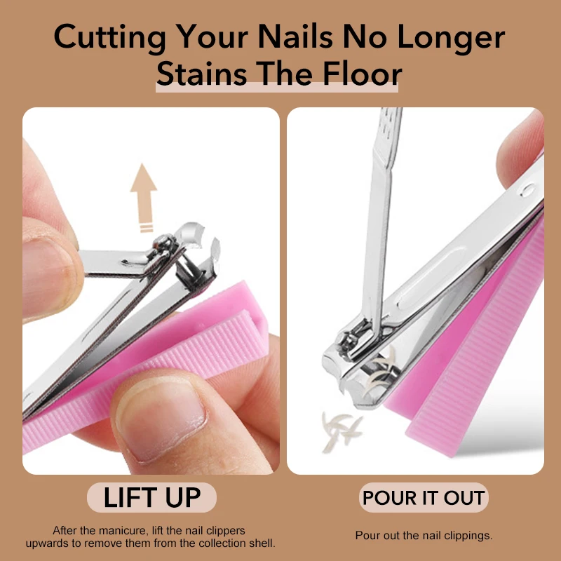 1Pcs Nail Clippers with catcher Manicure Mini Fingernail Cutter Nippers Carbon Steel Manicure Tools