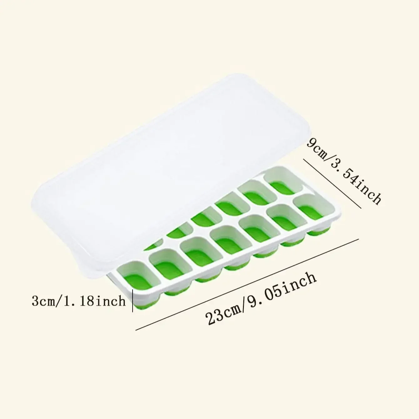 1pc/2pcs-14-Grid Large Capacity Flexible Silicone Ice Cube Tray with Spill-Resistant Removable Lid, and Durable Plastic Material
