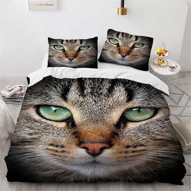 3d animal jogo de cama bonito gato capa edredão microfibra pet