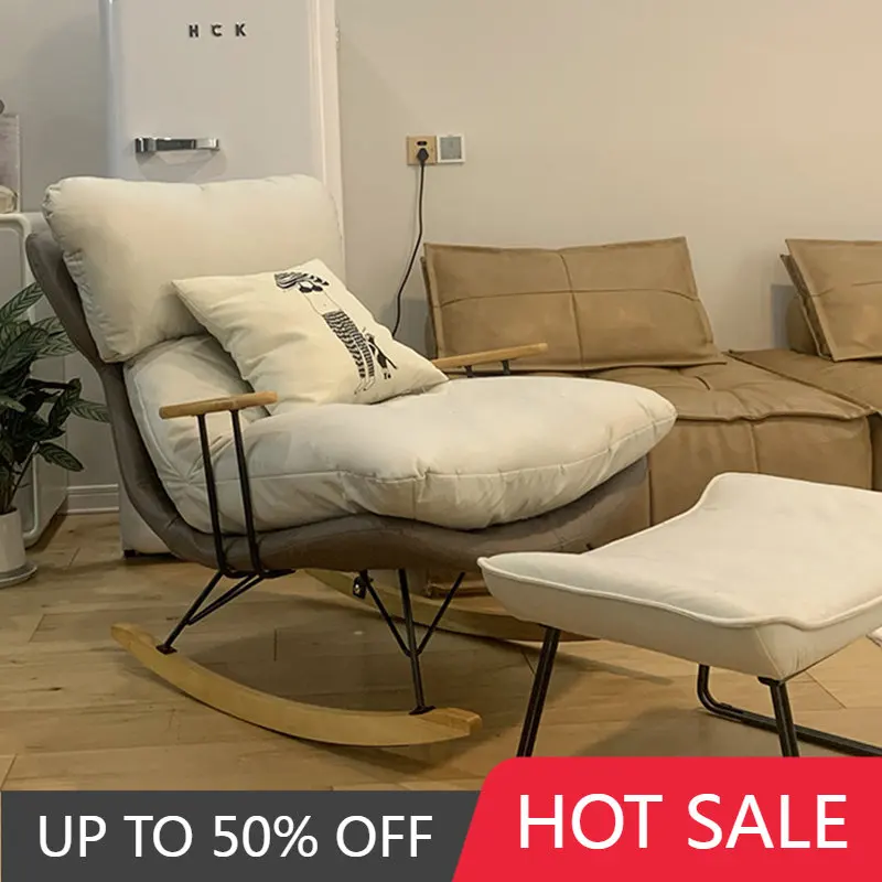 

Nordic Cushion Design Chair Living Room Elastic Rocking Reading Recliner Chair with Backrest Interior Muebles Home Furniture