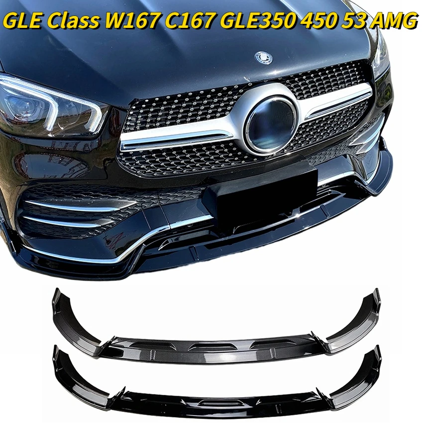 

For Mercedes-Benz GLE Class W167 C167 GLE350 GLE450 GLE53 AMG 2019+ Front Bumper Lip Body Kit Spoiler Splitters Diffuser Tuning