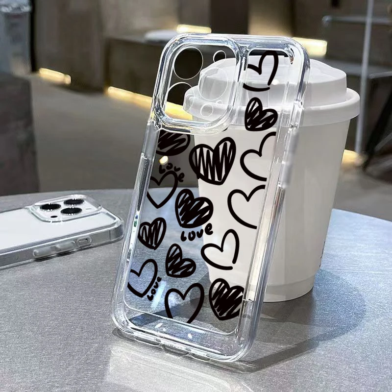 thumbnail image 1 of Funda de teléfono suave y transparente con corazón de amor blanco para iPhone 16, 14, 13, 12, 11 Pro Max, XS, X, 7, 8 Plus, SE 2020, funda para iPhone 15 Pro Max, 1 of 4