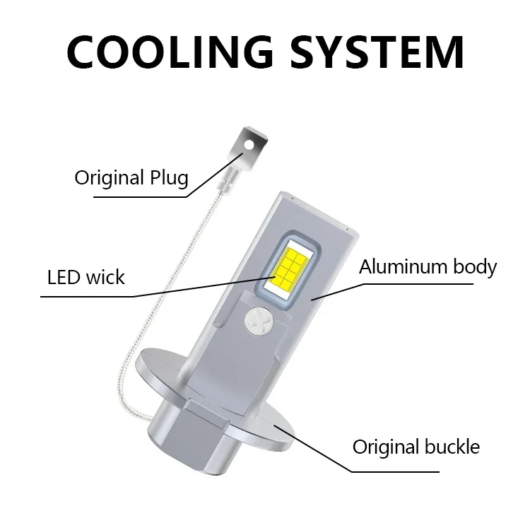 3570 CSP 안개등 자동 조명, 팬리스 미니 12V + 600% 밝은 플러그 앤 플레이 램프, 2x H3 LED 헤드라이트, 12000LM, 6000K, 30W