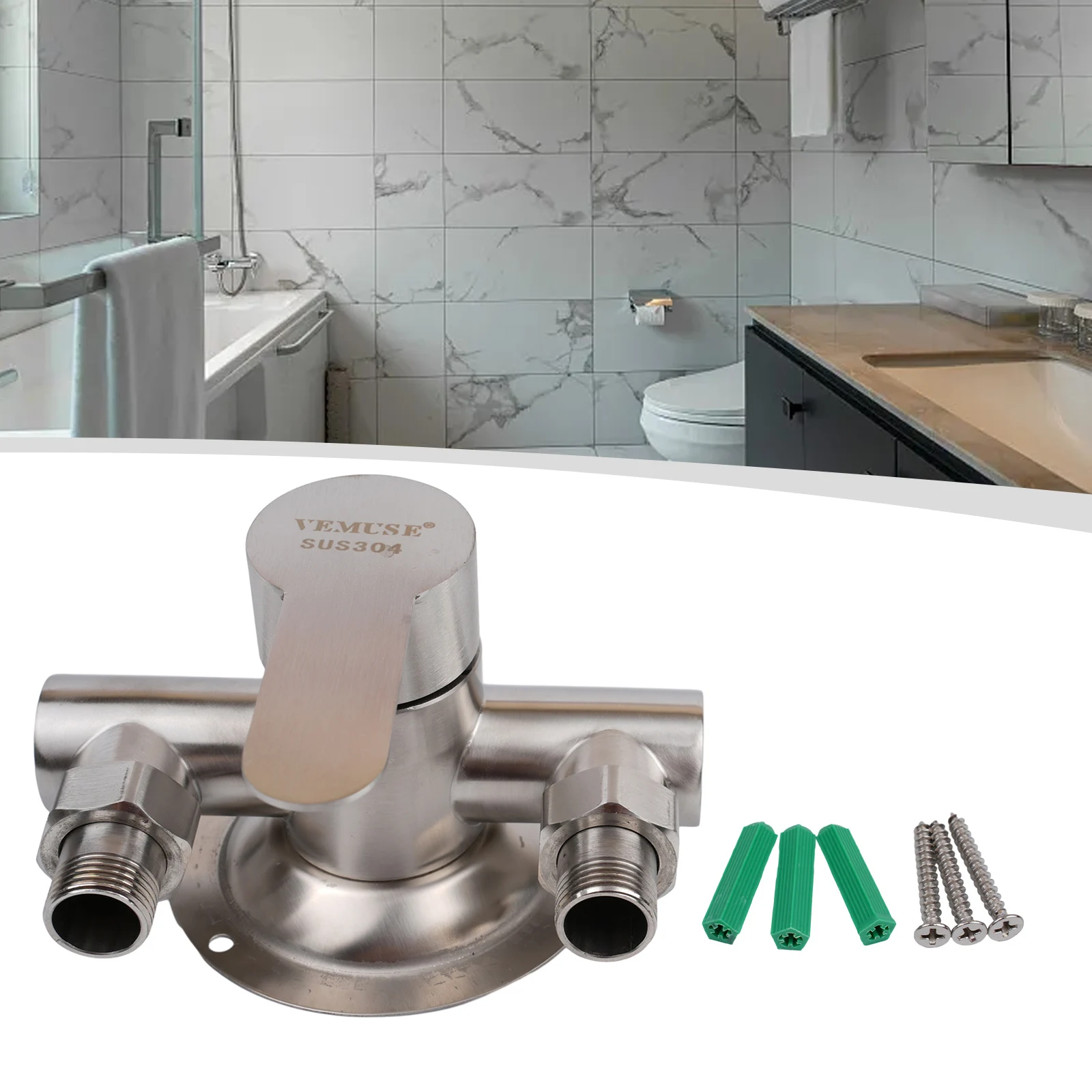 

Stainless Steel Shower Faucet Hot Cold Water Mixer Wall Mounted Metal Handle Water Heater Switch Mixing Valve Bathroom Accessor