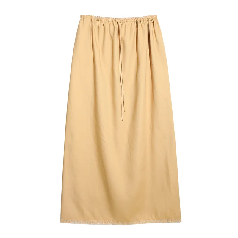 Summer French Tassel Skirt With A Drape Feel For Linen Women's Long Skirt Slim And High Waisted Skirt