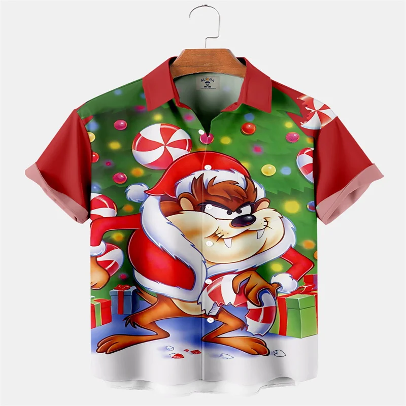 Hawaiian 3D printed shirt popular lapel beach short-sleeved casual loose shirt