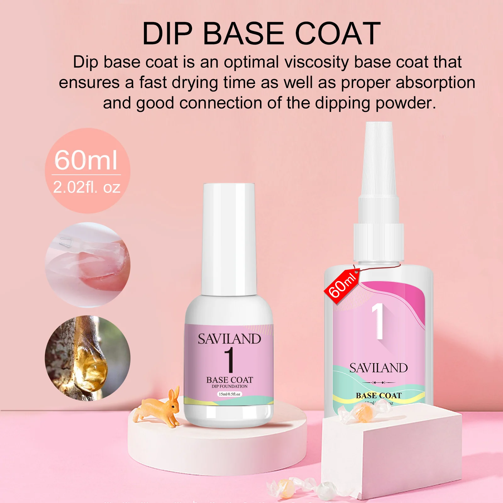 Saviland 2pcs 75ml Dip Powder Foundation Dip Base Liquid for Dipping Powder for Dipping No Need Curing Nail Salon DIY