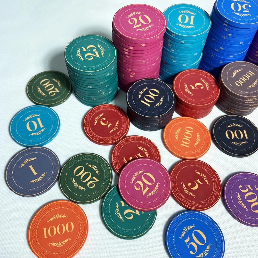 100pcs Ceramic Chips 43mm Texas Hold'em Poker Chip Set Casino Poker Chips Baccarat Entertainment Coin Round Chips 2