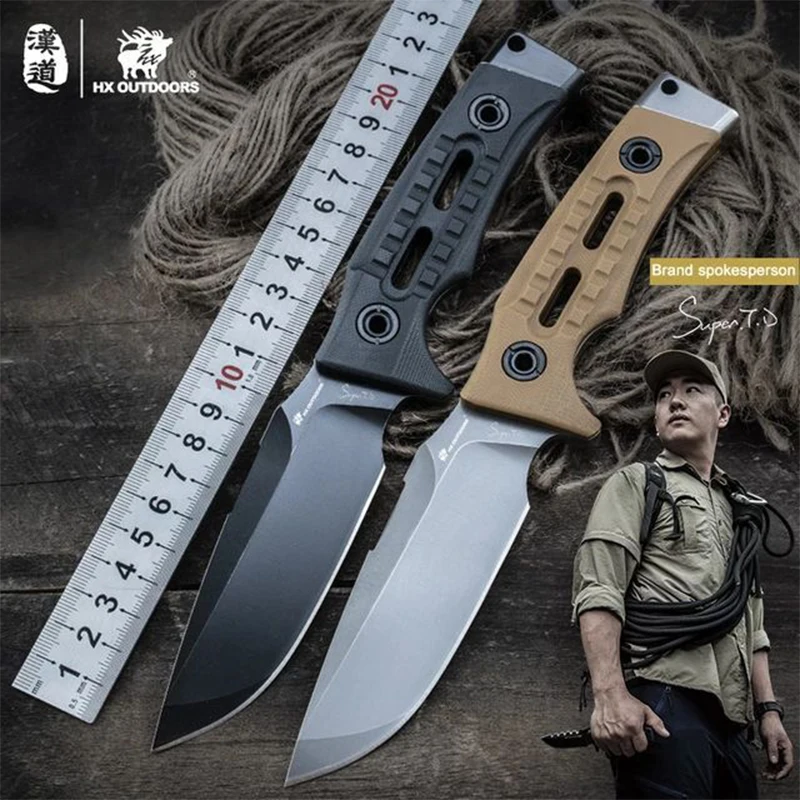 

Hando Wilderness Survival straight knife D2 steel mountaineering camping portable knife G10 handle Wilderness adventure knives