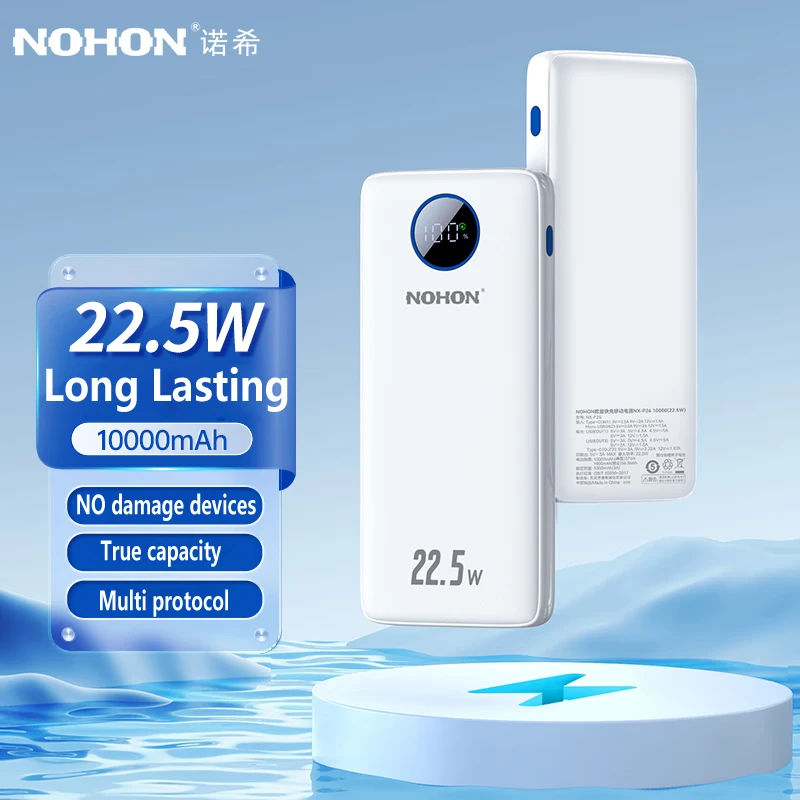 Nohon 10000mah power bank carregador portátil para iphone 14 13 12 11 xs xr samsung xiaomi oneplus bateria externa mini powerbank