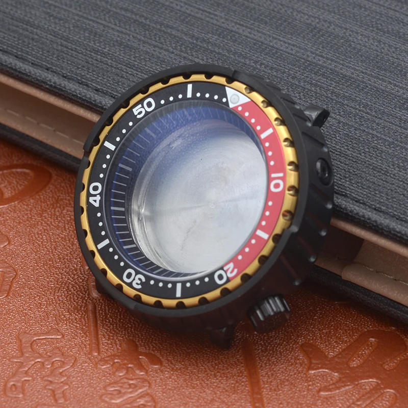 Mod 38Mm Cornice In Alluminio Nero Inserto Cassa Dell'Orologio Seiko Tonno Monster Orologio In Scatola Fit Nh35 Nh36 7 S26 Cassa Dell'Orologio Del Mov