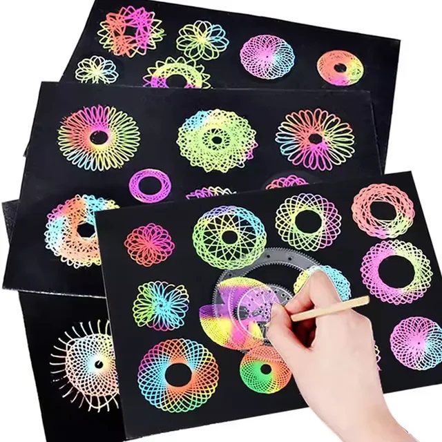 22pcs Spirograph drawing Kaleidoscope Ruler Set Geometry Ruler Math Roulette Drawing Tool Learning Drawing Toy Art Tool 6