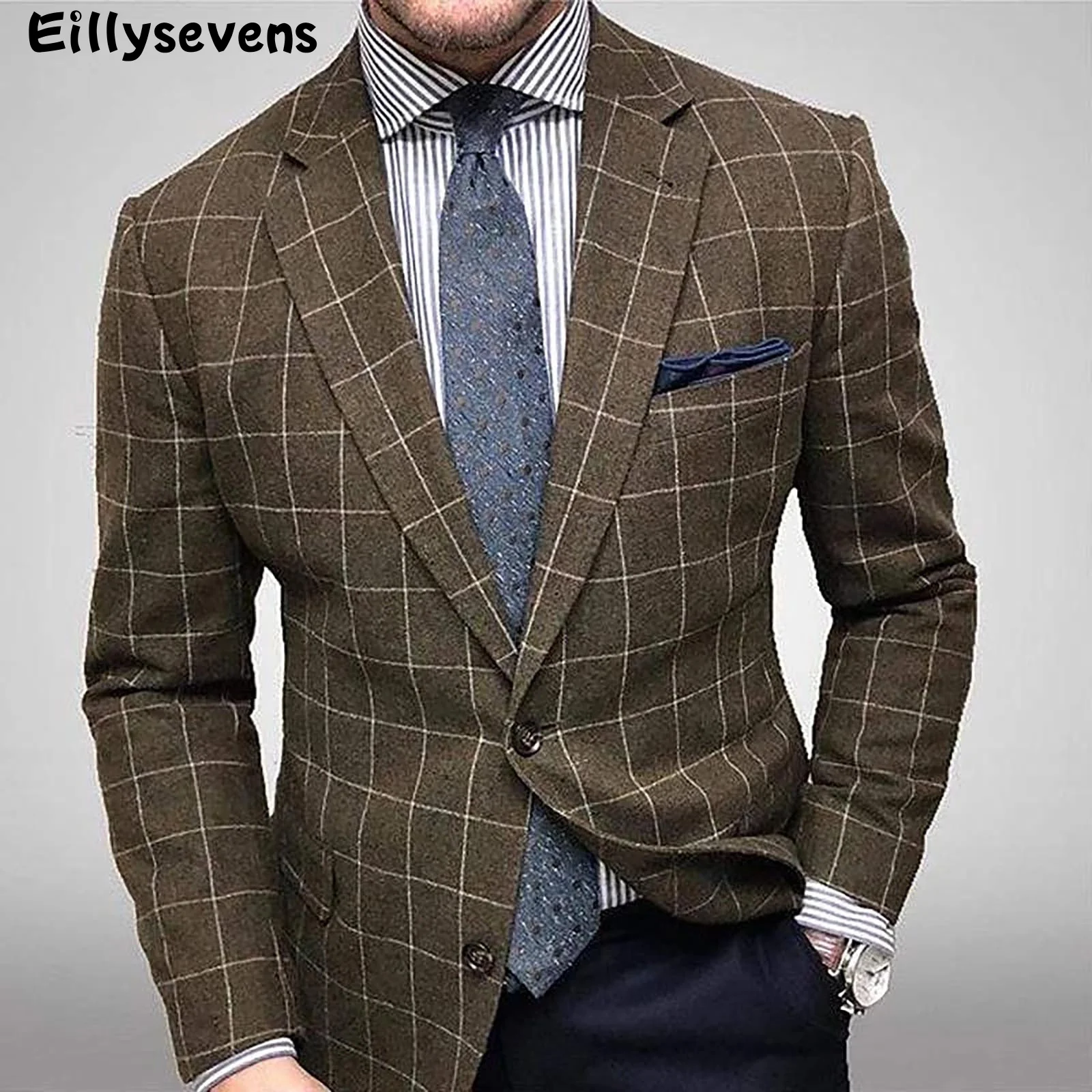 Blazer xadrez fino inglês masculino, jaqueta masculina, blazers de negócios  magros, roupas masculinas, casacos de casamento casuais, TSX103, novo -  AliExpress