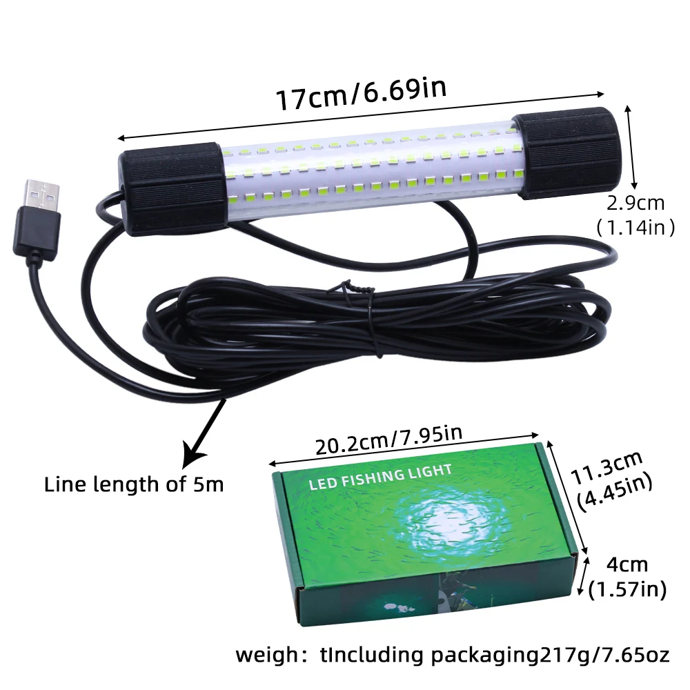 1 pc underwater LED fishing light night fishing USB light multiple colors portable high brightness