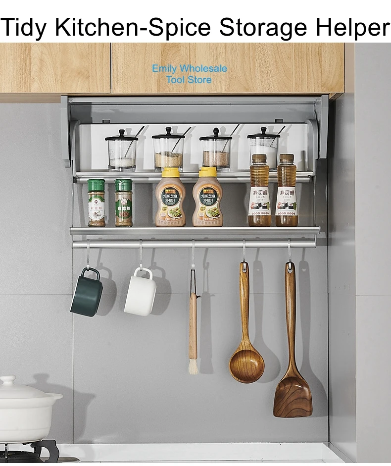 Description Picture 4 of itemKitchen food preparation and vegetable preparation artifacts spice rack spice rack folding cabinet spice storage racks