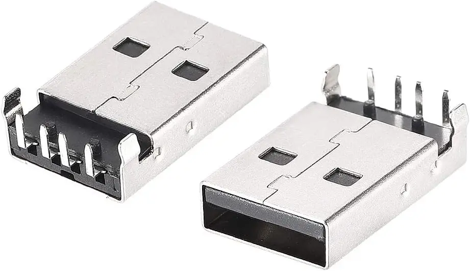 

30PCS USB 2.0 Type A Male Socket Connector Jack Port, 4-Pin DIP 90 Degree Right Angle, Repair Replacement Adapter