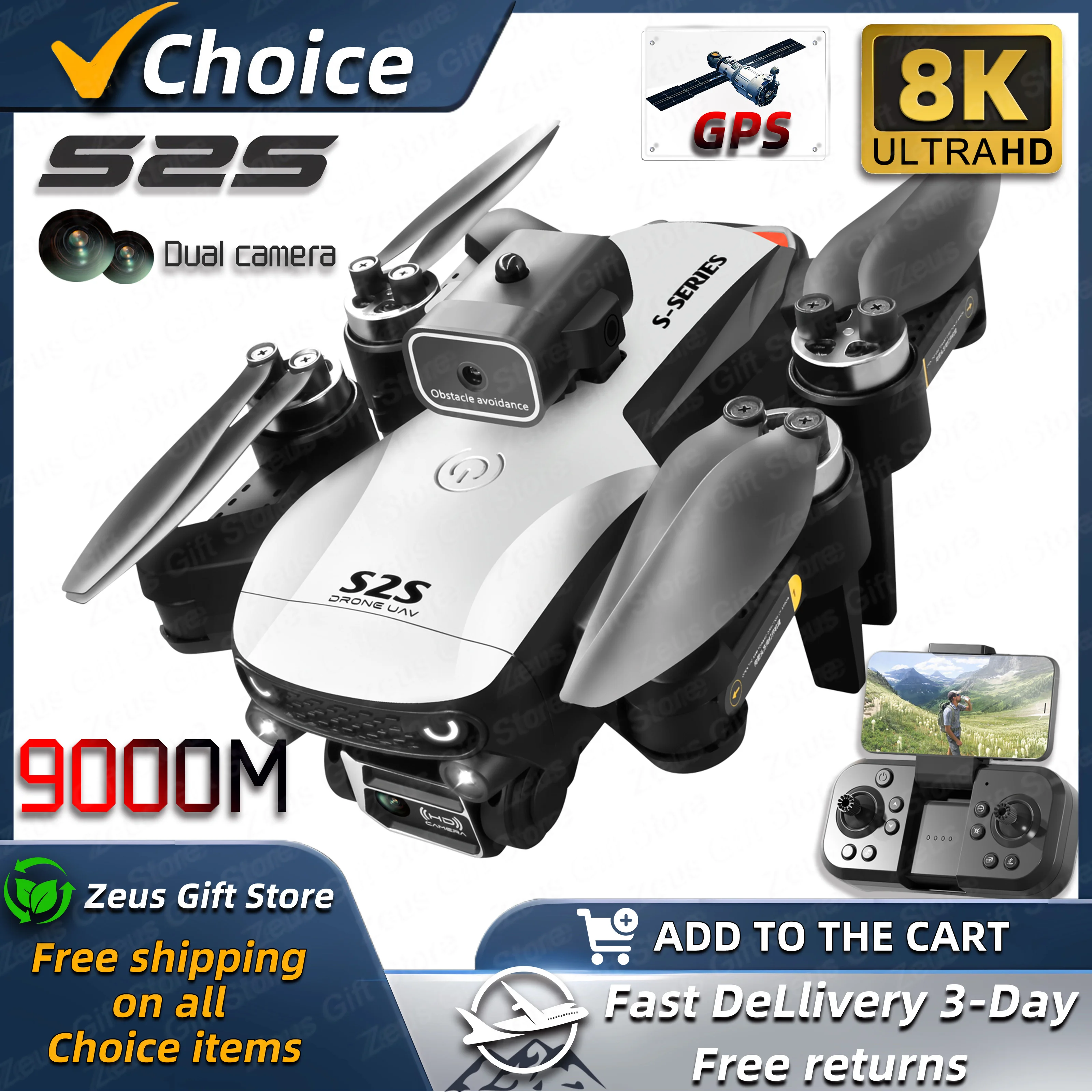 S2S-Drone-8K-HD-Dual-Camera-Brushless-Motor-Obstacle-Avoidance-RC ...