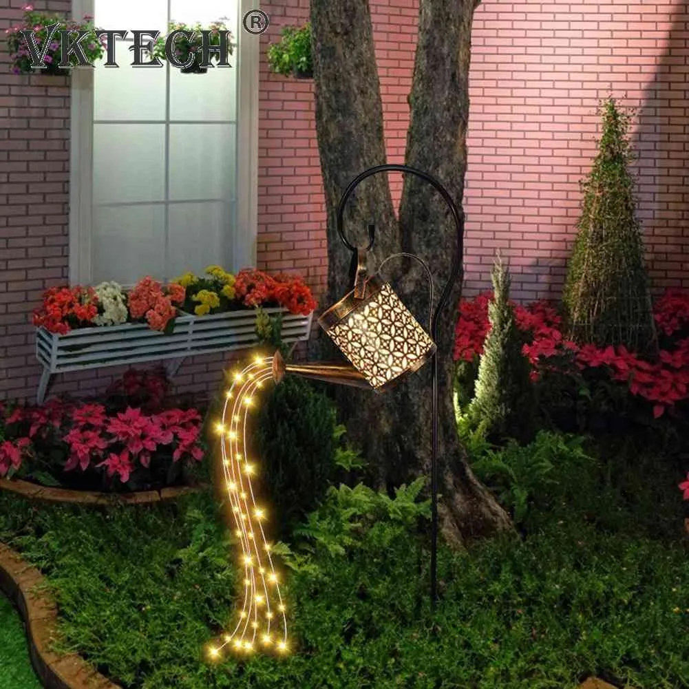 Solar LED Watering Can Lights Outdoor Waterproof Decor Kettle Garden Yard Art Lamp Hollow Water Sprinkle Landscape Lamps solar lights solar led lights