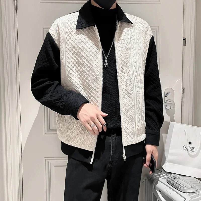 

2024 Fashion Autumn Winter Splicing Men Jacket Bomber Business Casual Coat Social Streetwear Windbreaker Clothing