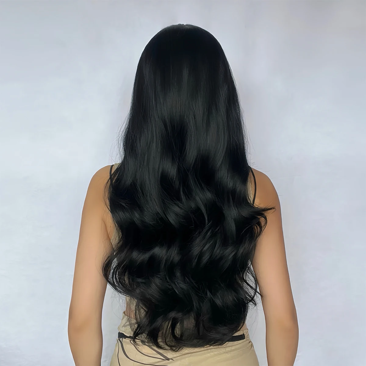 Parrucche Ondulate Nere Da 26 Pollici Con Frangia Per Donne - Foto 13
