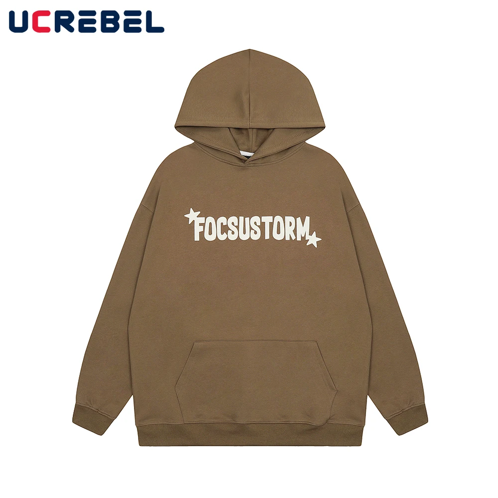 

Letter Print Long Sleeve Sweatshirts Mens Streetwear Simple Loose Hooded Sweatshirts Men Autumn