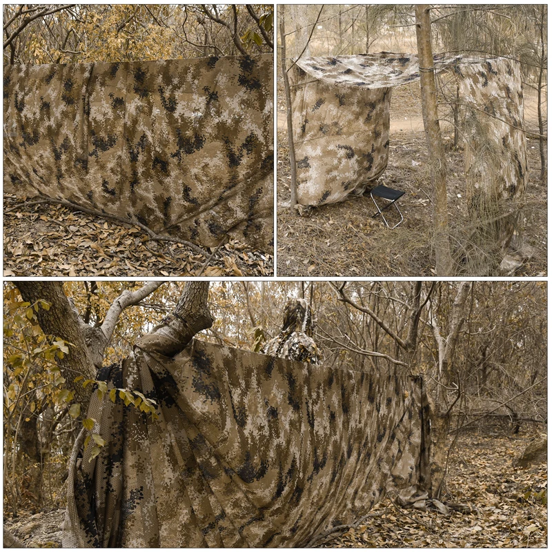 Quiet Net Camo Mesh Hunting Camouflage Cover for Outdoor Bird Photography Duck Blind Garden Decoration 75D Cloth camouflage netting