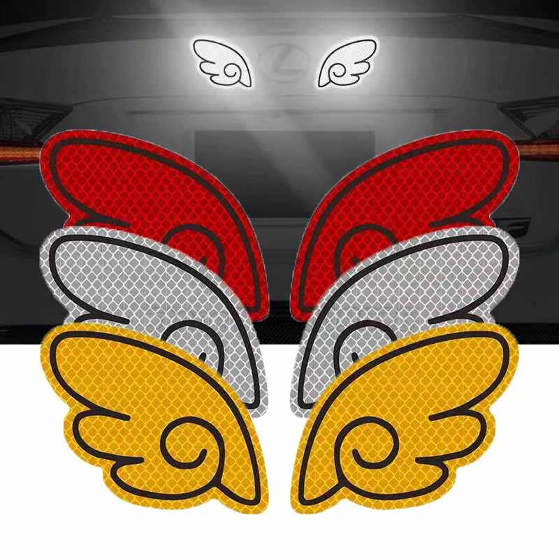 

Angel Wings Reflective Safety Warning Mark Car Sticker Reflective For Auto Bicycle Motorcycle Body Decal Exterior Accessories