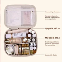 Trousse de maquillage Double couche en cuir PU, sacs à cosmétiques de grande capacité, organisateur de cosmétiques de luxe, essentiels de voyage pour femmes 5