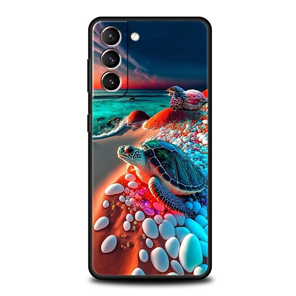 Süße kleine Schildkröte Hülle für Samsung Galaxy S24 S23 S22 S20 S21 FE Ultra S24 S23 S10 S10E S9 S8 Plus 5G Silikon Handyhülle Capa – Detail 8