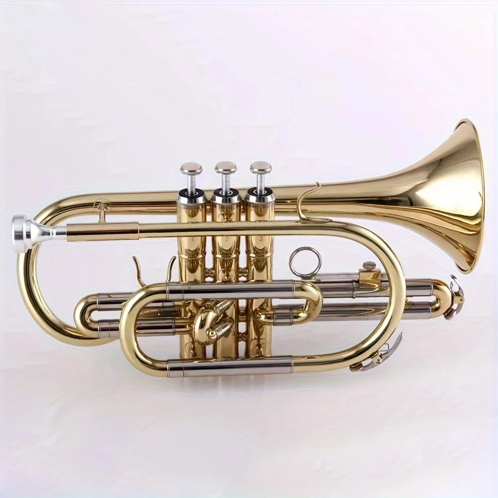 

JYCO-E100G Gold B-flat Cornet, лакированный Золотой музыкальный инструмент для студентов, новичков с Чехол