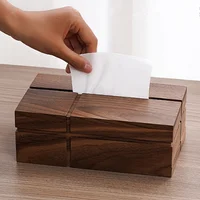 Durable High End Whole Piece Black Walnut Wood Tissue Box Cover Rectangle Holder Facial Tissue Dispenser Container 1