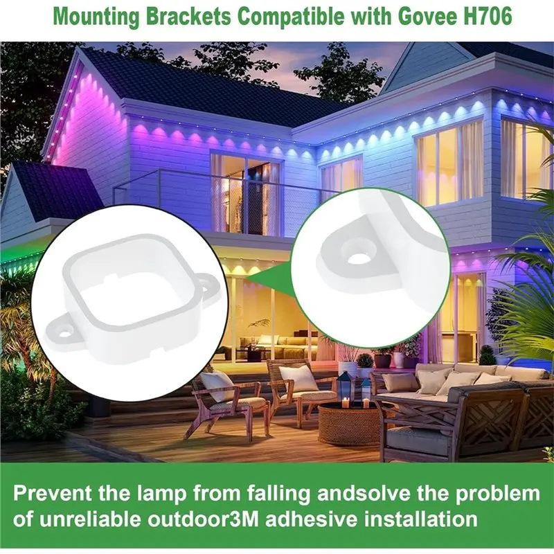 A53Q-Light 클립 장착 브래킷(90개) Govee H706/H706 Pro 영구 실외 조명용, Govee H706 호환용
