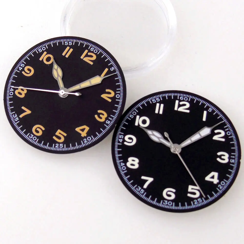 

29mm Black Luminous Dial Fit Vintage Pilot Style NH35 NH36 2824 8215 movement