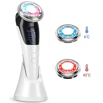 4 in 1 Warming and Cooling Microcurrent Facial Device Red Blue Light Photon Face Neck Massager Kit for Beauty Skin Care at Home